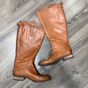 Sam Edelman Tan Leather Knee-High Boots sz 8.5 WIDE CALF